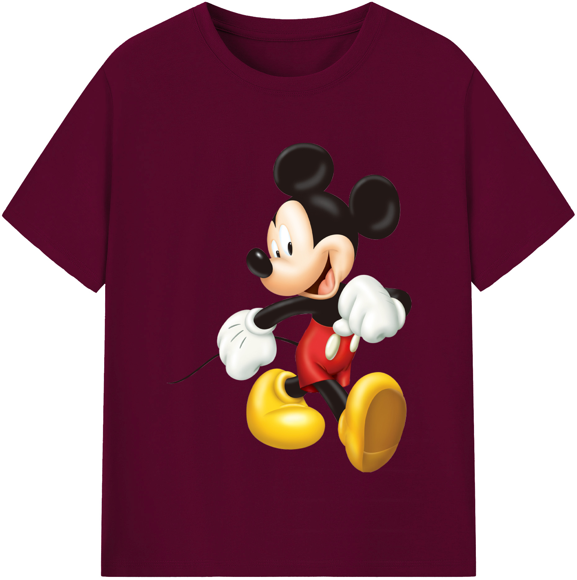 （画像用） ミッキーマウス Mickey Mouse レディースカジュアルプリントTシャツ（綿100％）